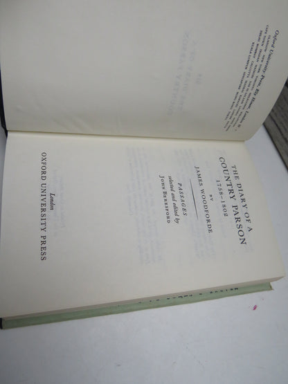 The Diary of a Country Parson 1758-1802 By James Woodforde 1940