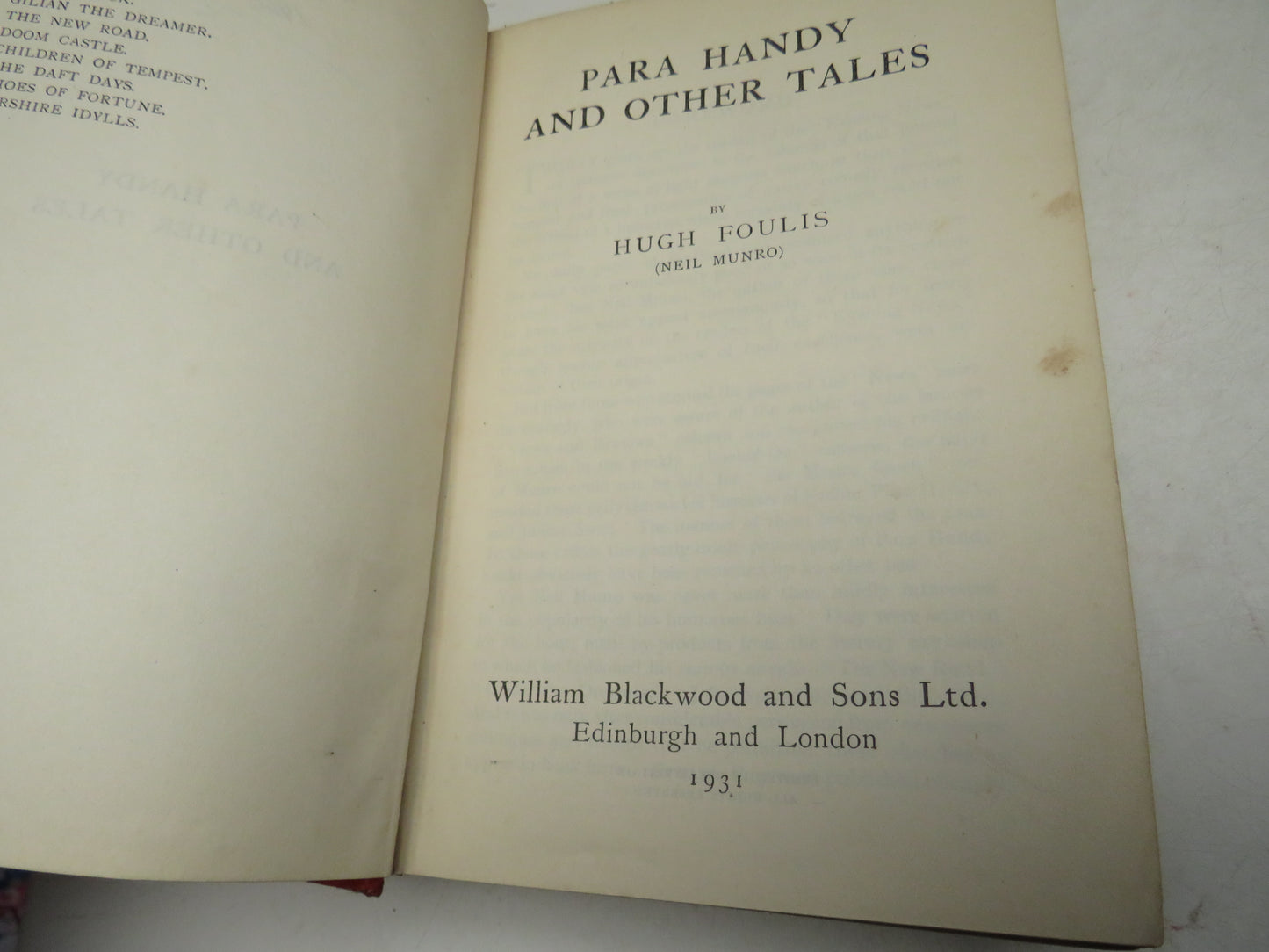 Para Handy and Other Tales By Hugh Foulis (Neil Munro) 1931