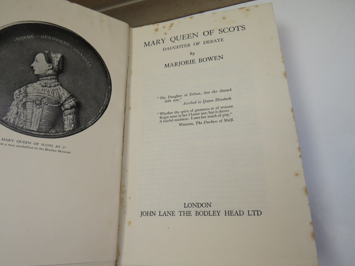 Mary Queen of Scots Daughter of Debate by Marjorie Bowen, 1934