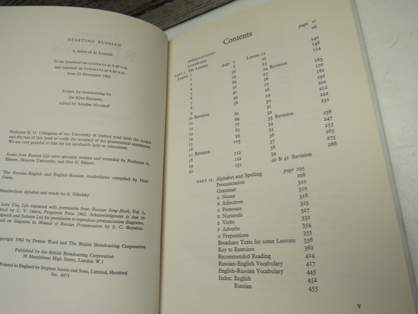 Starting Russian Parts One and Two By Dennis Ward 1962