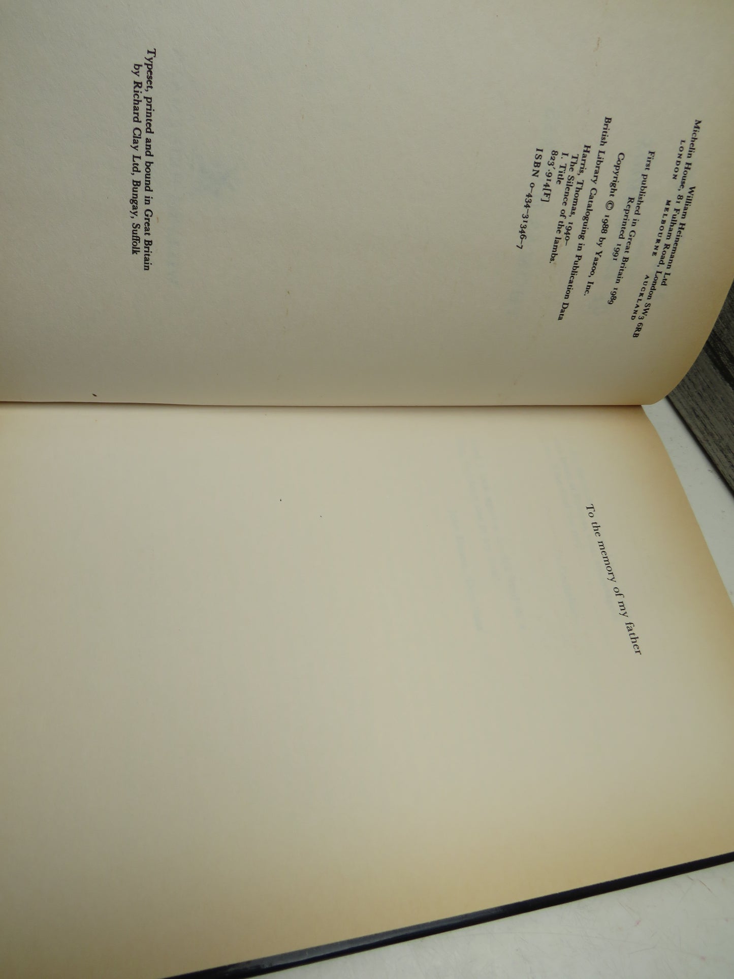 The Silence of The Lambs By Thomas Harris 1991