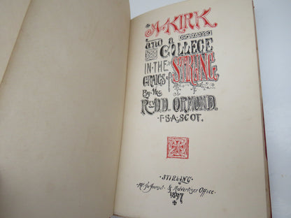 A Kirk and a College In The Craigs of Stirling By The Rev D.D. Ormond 1897 book image 3
