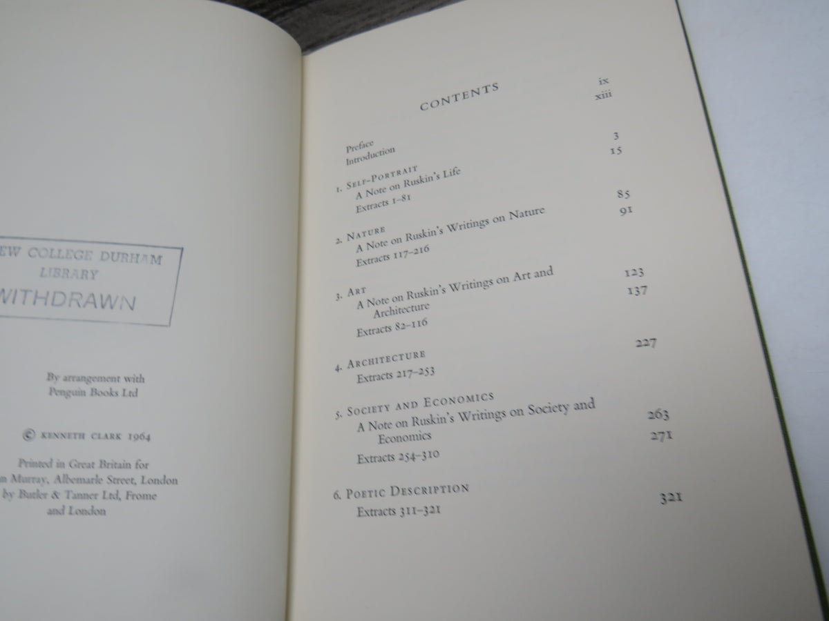 Ruskin Today Chosen and Annotated By Kenneth Clark 1964