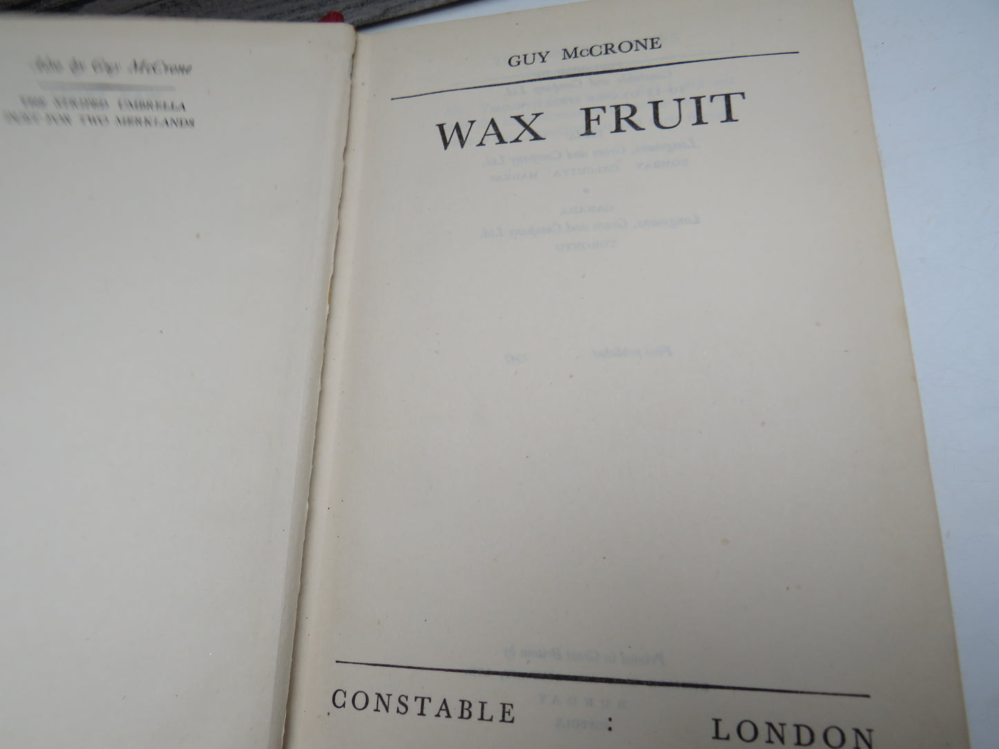Wax Fruit By Guy McCrone 1947 1st Edition