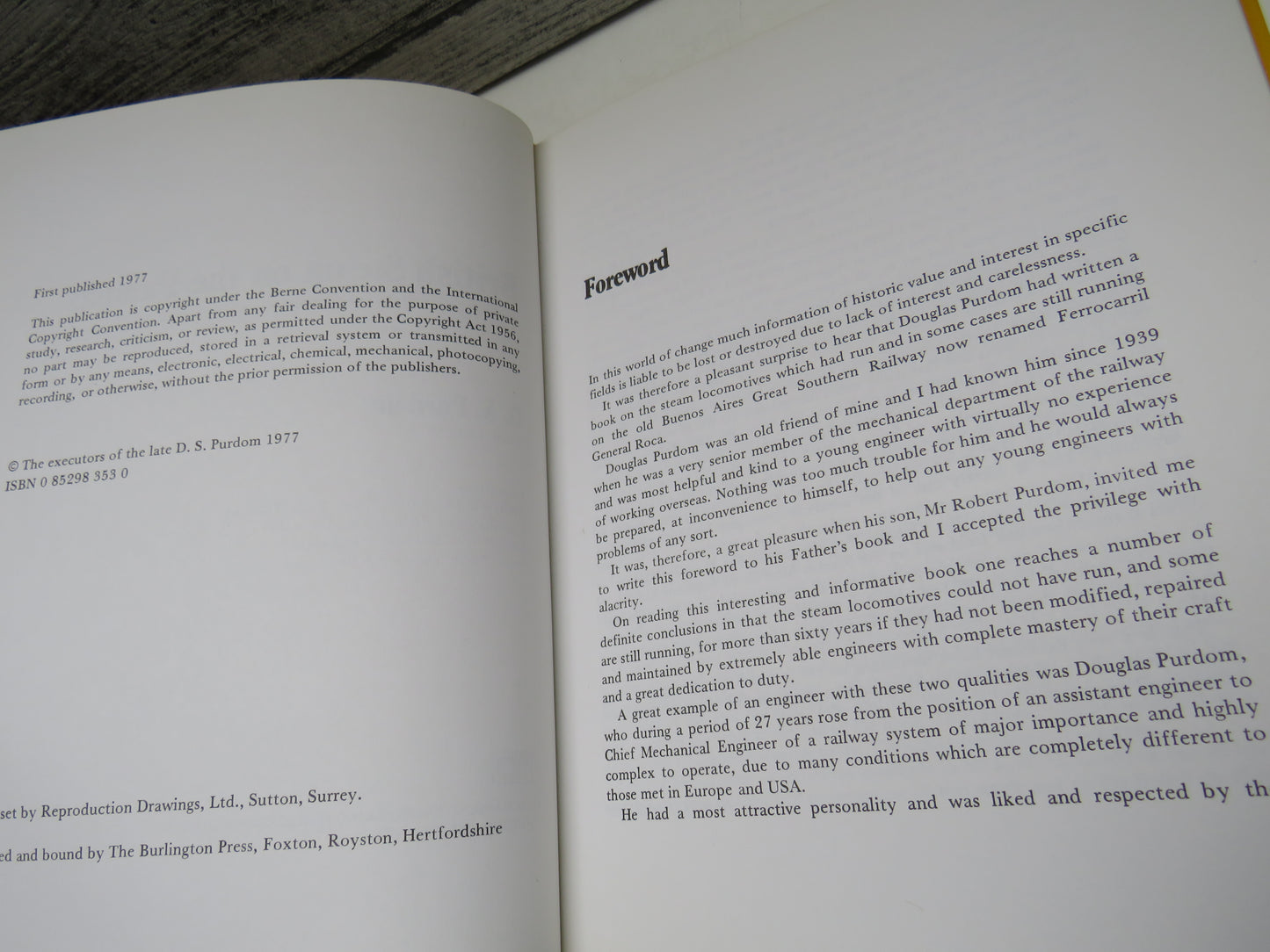 British Steam On The Pampas The Locomotives of the Buenos Aires Great Southern Railway By D.S. Purdom 1997