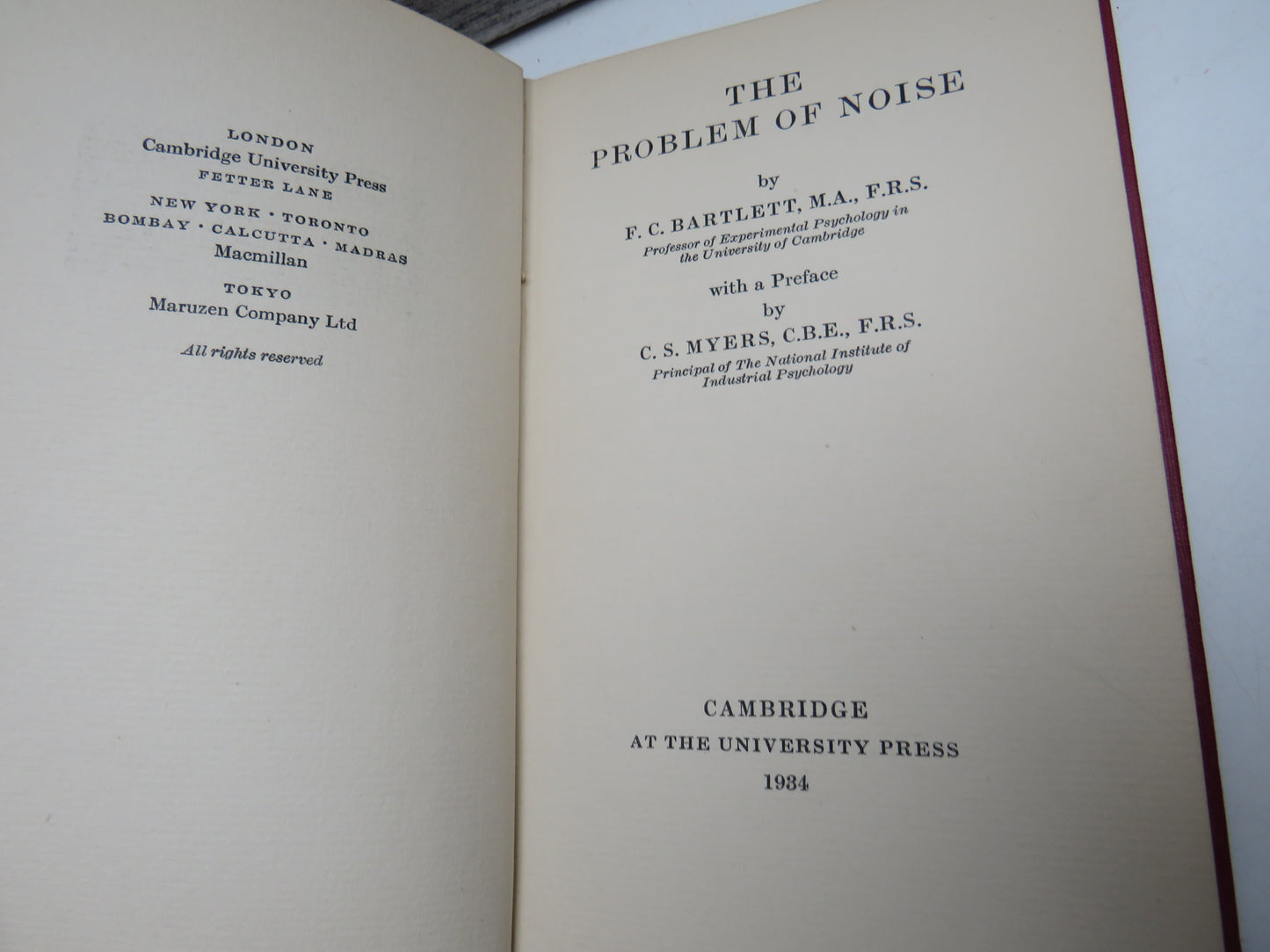 The Problem of Noise By F.C. Bartlett 1934