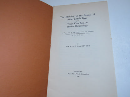 The Meaning Of The Names Of Some British Birds and Their First Use In British Ornithology By Sir Hug book image 2