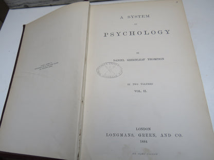 A System of Psychology by Daniel Greenleaf Thompson, Volume II, 1884 book image 4