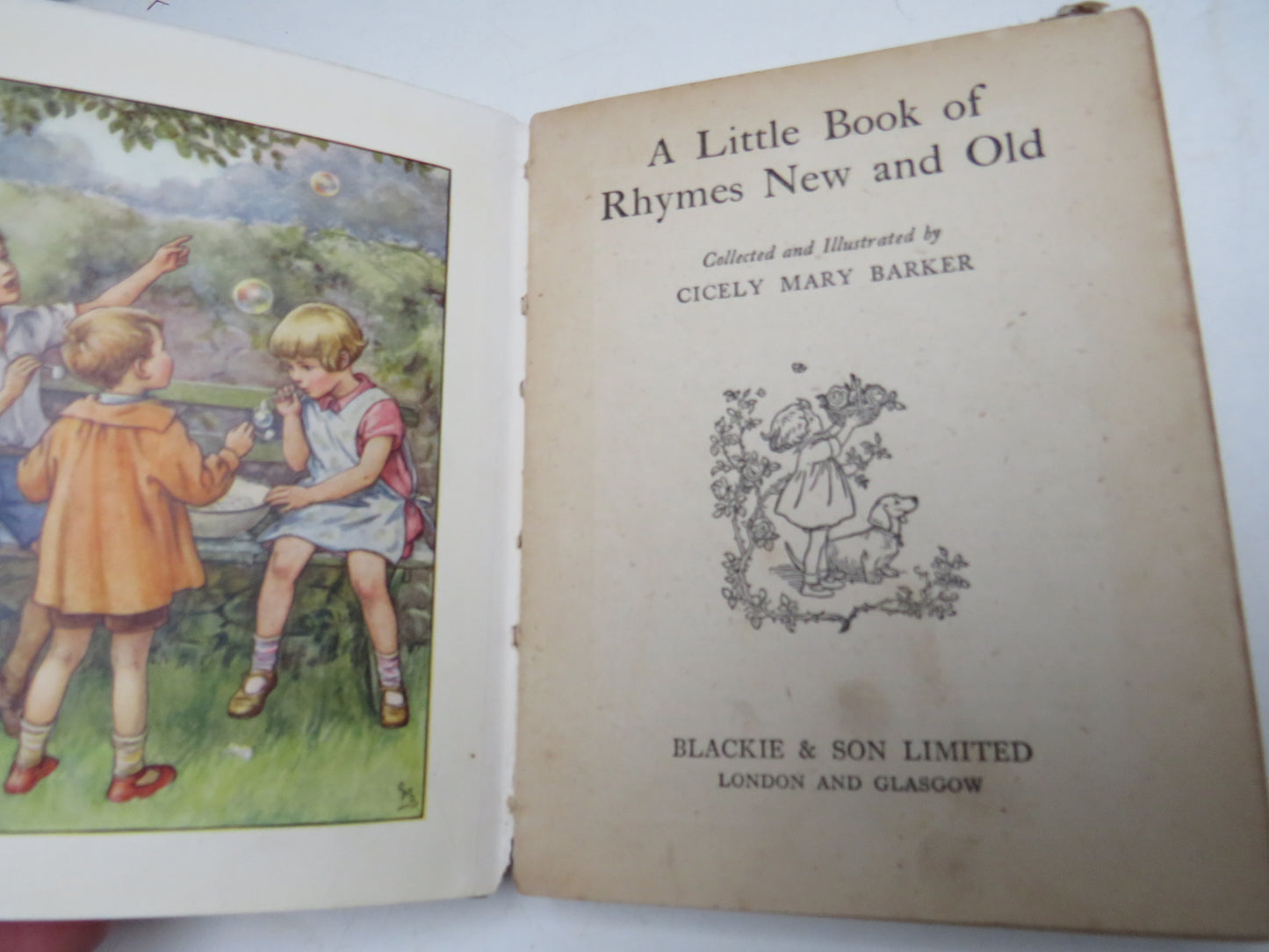 A Little Book of Rhymes New and Old Collected and Illustrated By Cicely Mary Barker Antique Children's Book