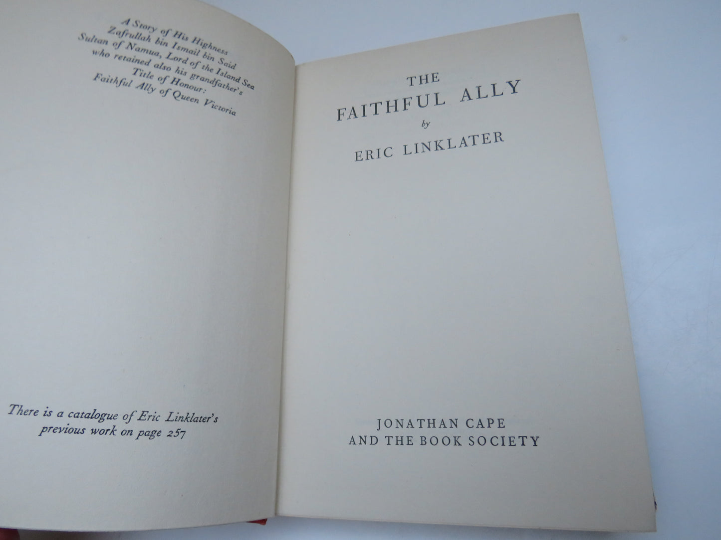 The Faithfull Ally By Eric Linklater 1954