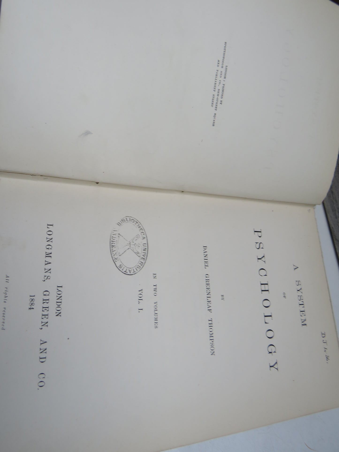 A System of Psychology by Daniel Greenleaf Thompson, 1884, 2 Volume Set