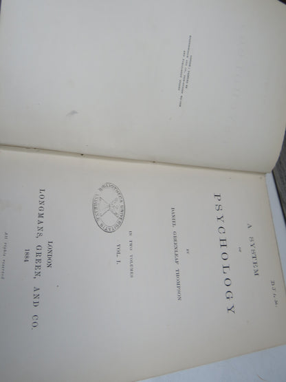 A System of Psychology by Daniel Greenleaf Thompson, 1884, 2 Volume Set book image 5