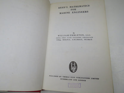 Reed's Mathematics for Marine Engineers Vol. I by William Embleton 1969 book image 4