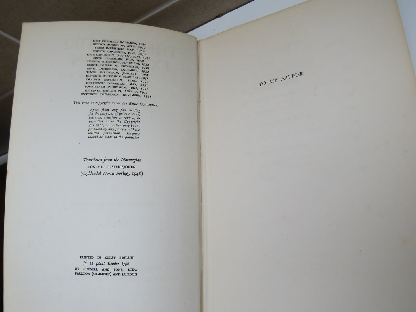 The Kon-Tiki Expedition by Raft Across the South Seas, by Thor Heyerdahl, 1951