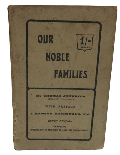 Our Scots Noble Families By Thomas Johnston 1919 Antique Book book front cover