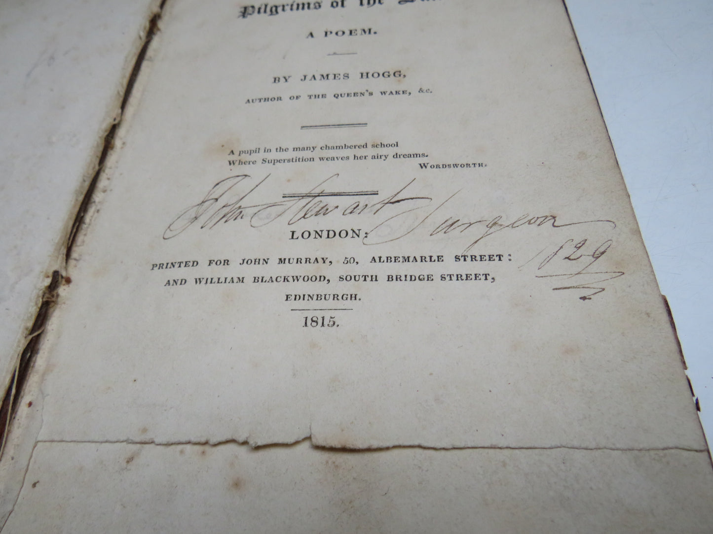 The Pilgrims of the Sun; A Poem. By James Hogg 1815