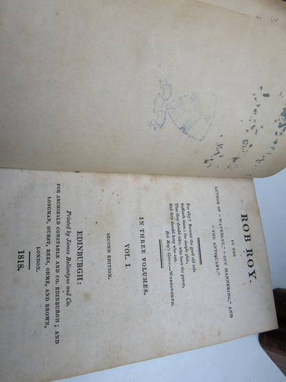 Rob Roy By Sir Walter Scott 1818 2nd Edition 3 Volume Set