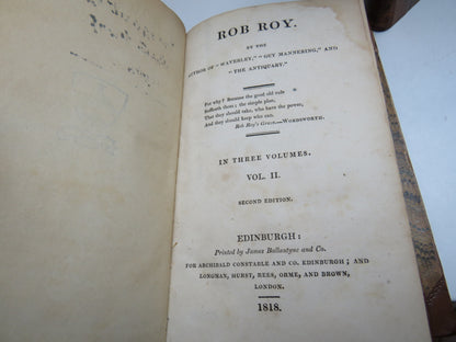 Rob Roy By Sir Walter Scott 1818 2nd Edition 3 Volume Set
