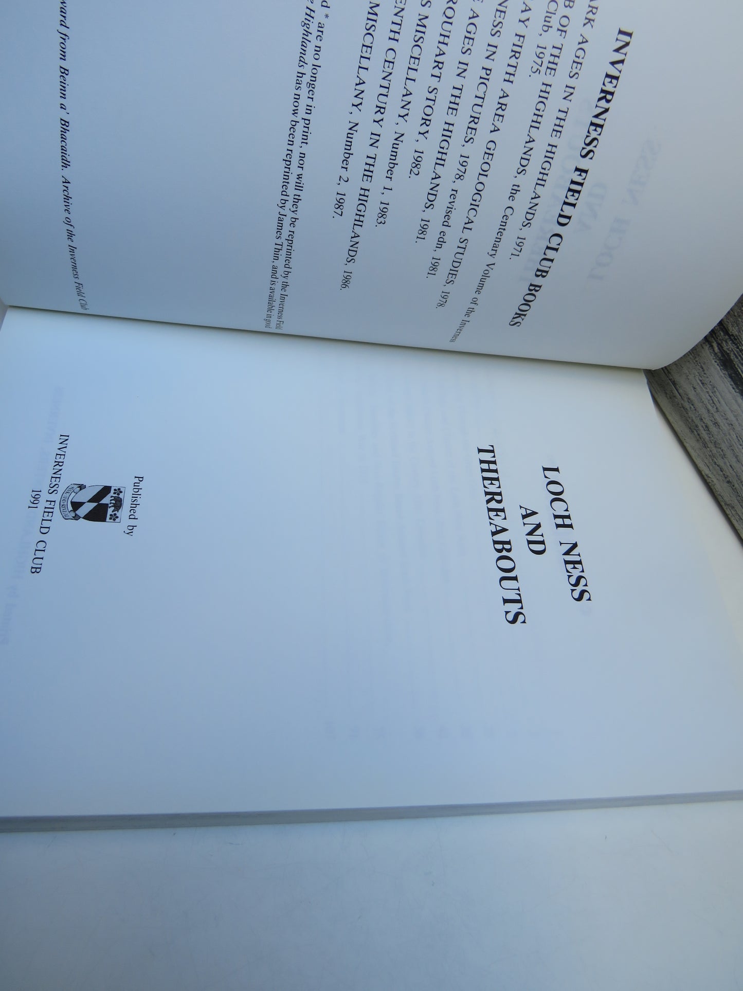 Loch Ness and Thereabouts Published By The Inverness Field Club 1991