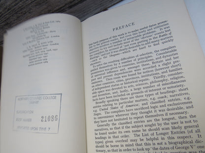 Everyman's Dictionary of Dates 4th Edition 1964