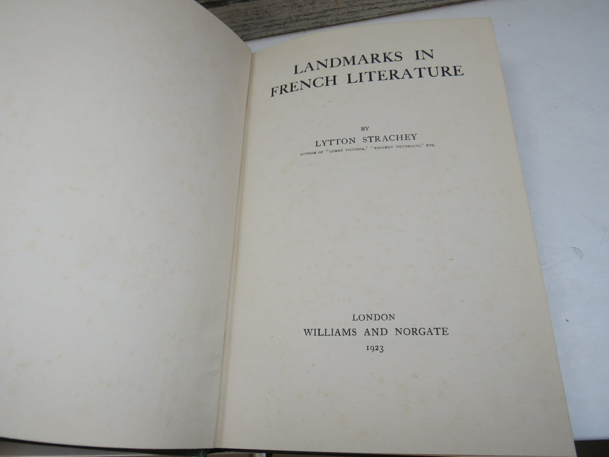 Landmarks In French Literature By Lytton Strachey 1923