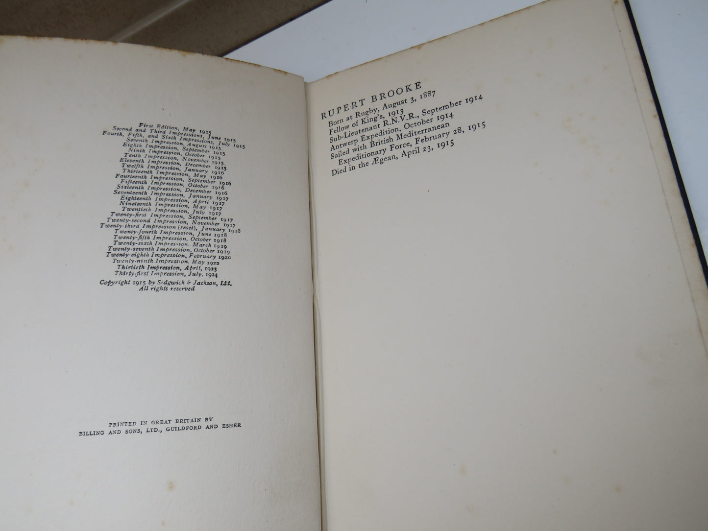 1914 & Other Poems By Rupert Brooke 1924