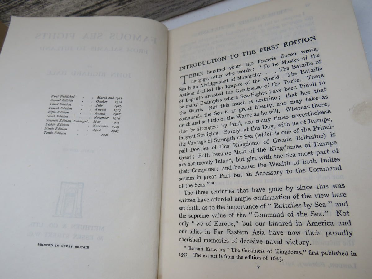 Famous Sea Fights From Salamis To Jutland By John Richard Hale 1946