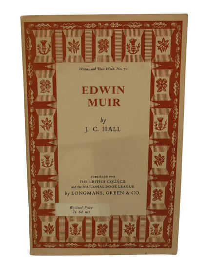 Edwin Muir By J.C. Hall 1956 book front cover