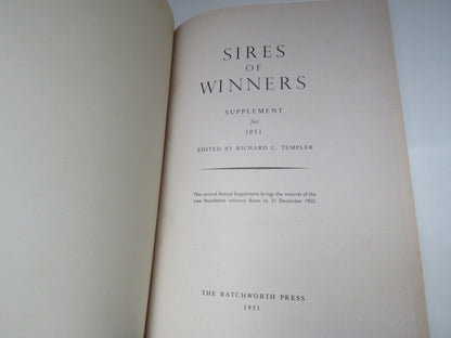 Sires of Winners, Supplements for 1951, Edited by Richard C. Templer, 1951 book image 4