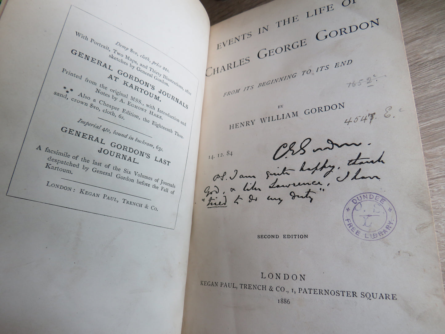 Events In The Life of Charles George Gordon From Its Beginning To Its End by Henry William Gordon 1886 2nd Edition