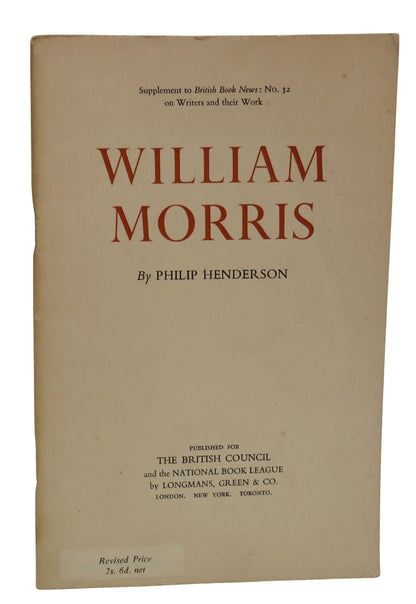 William Morris By Philip Henderson 1952 book front cover