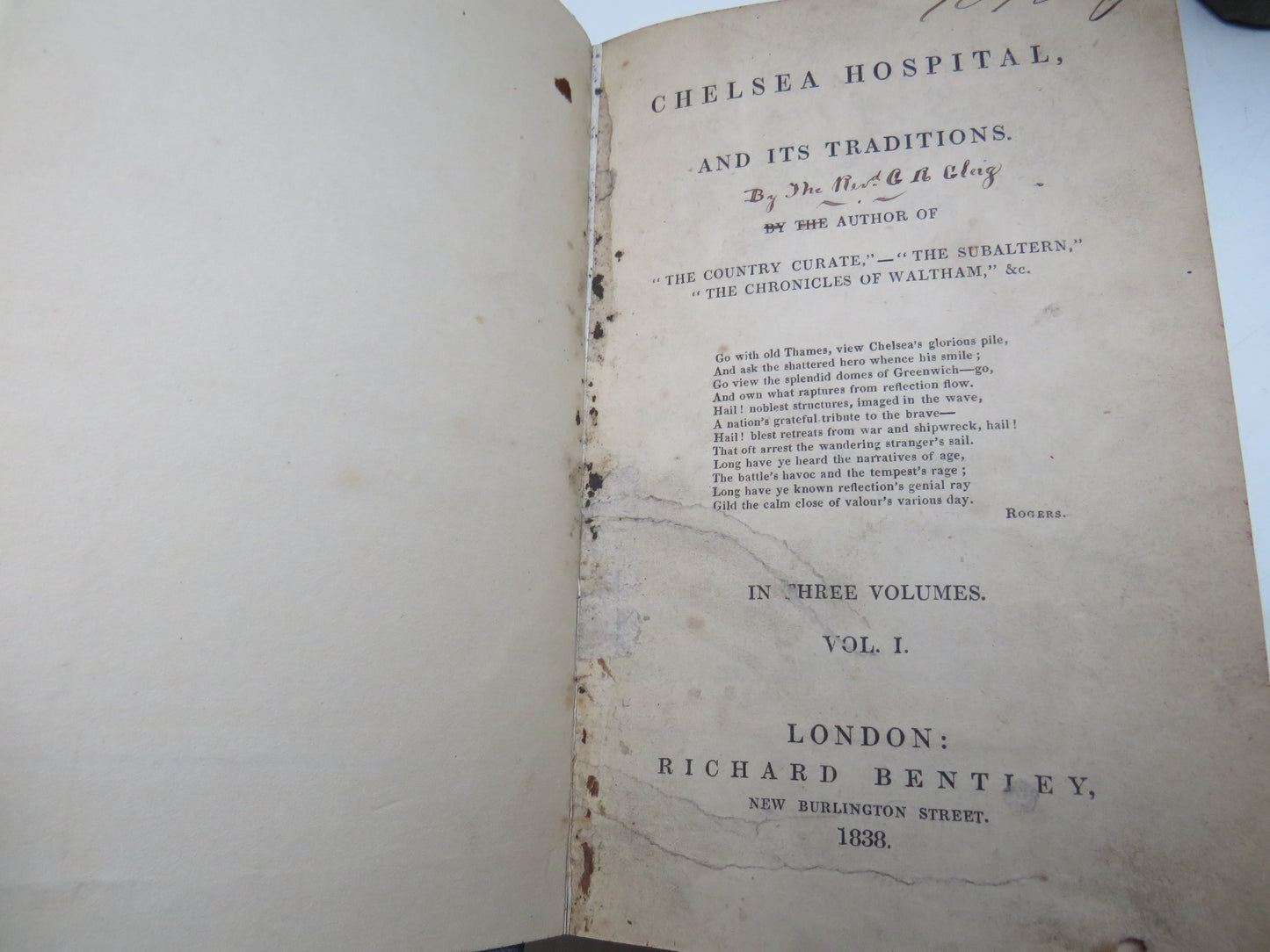Chelsea Hospital, and Its Traditions 1838 3 Volume Set - Antique Books