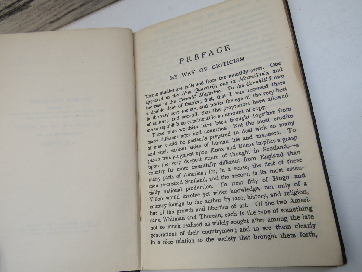 Familiar Studies of Men and Books By Robert Louis Stevenson 1920