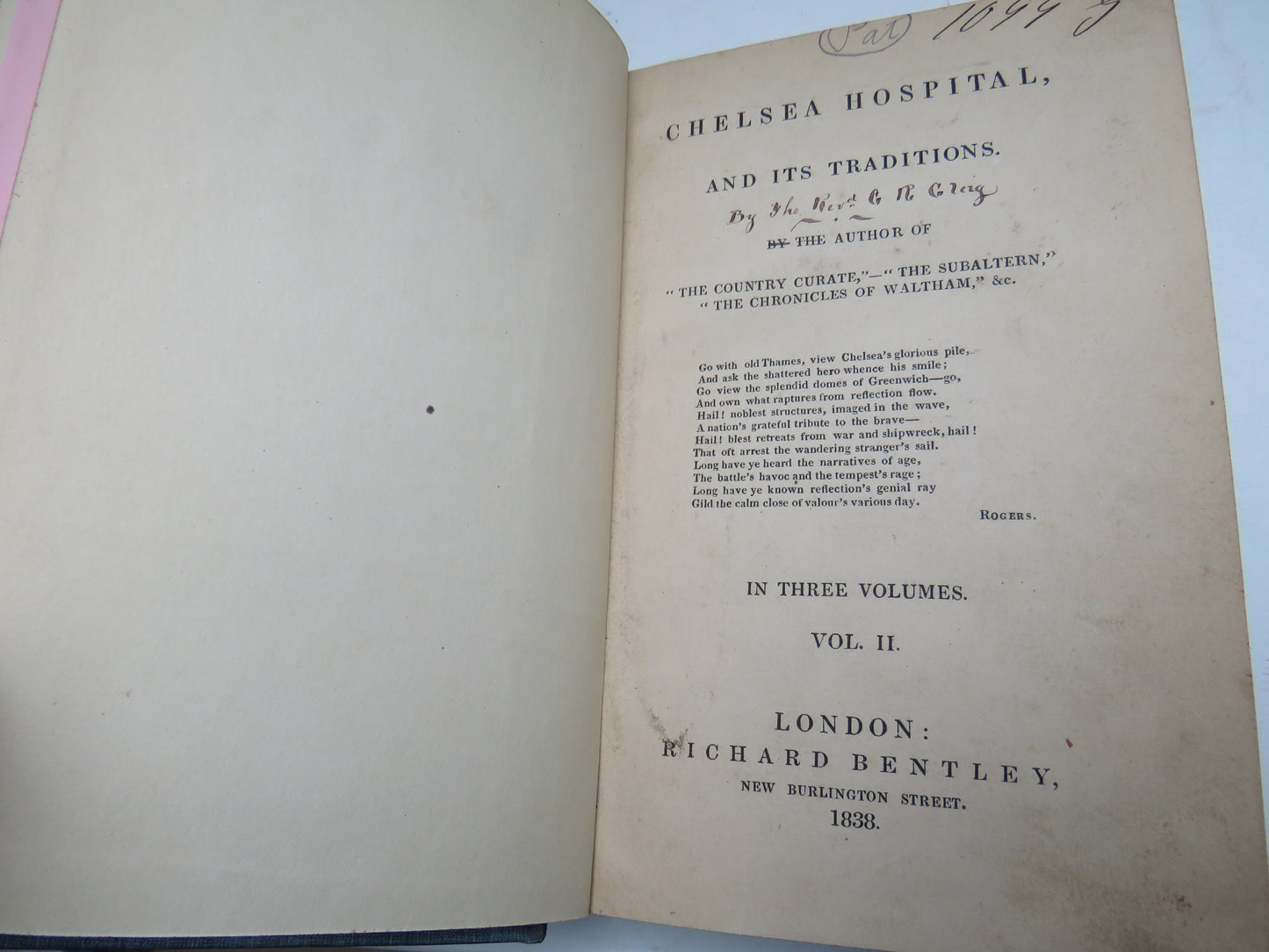 Chelsea Hospital, and Its Traditions 1838 3 Volume Set - Antique Books