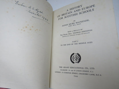 A History of Britain and Europe For Scottish Schools By Agnes Mure Mackenzie Part I 1949  Old Book book image 2