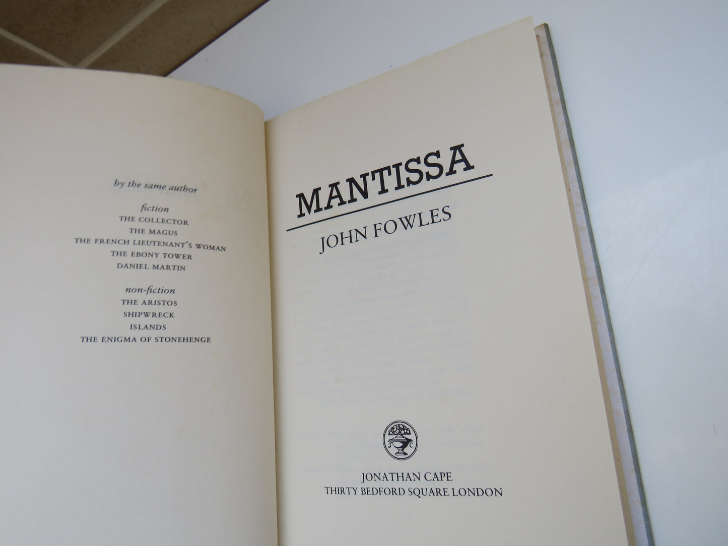 Mantissa by John Fowles, 1982