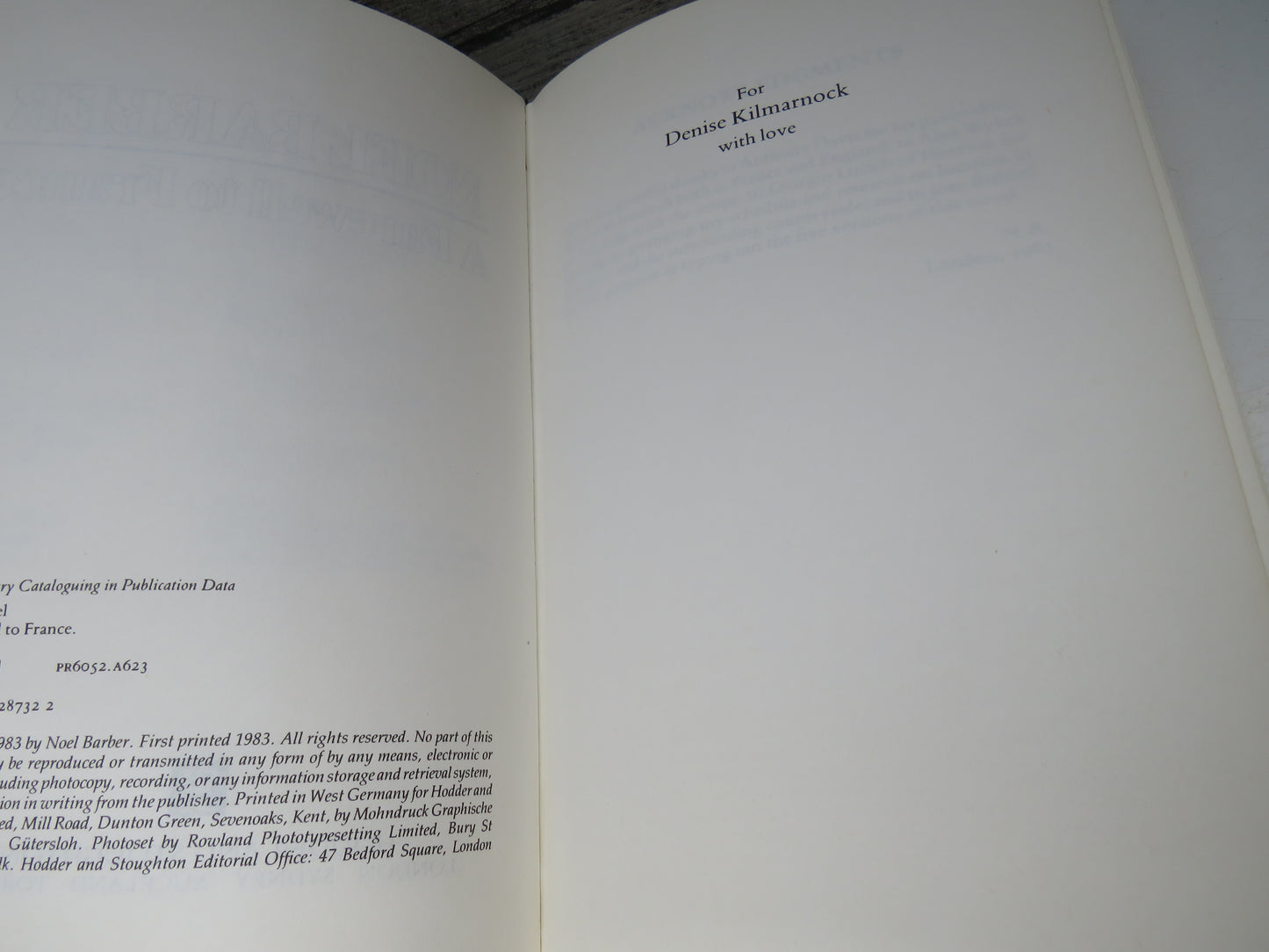 A Farewell To France By Noel Barber 1983