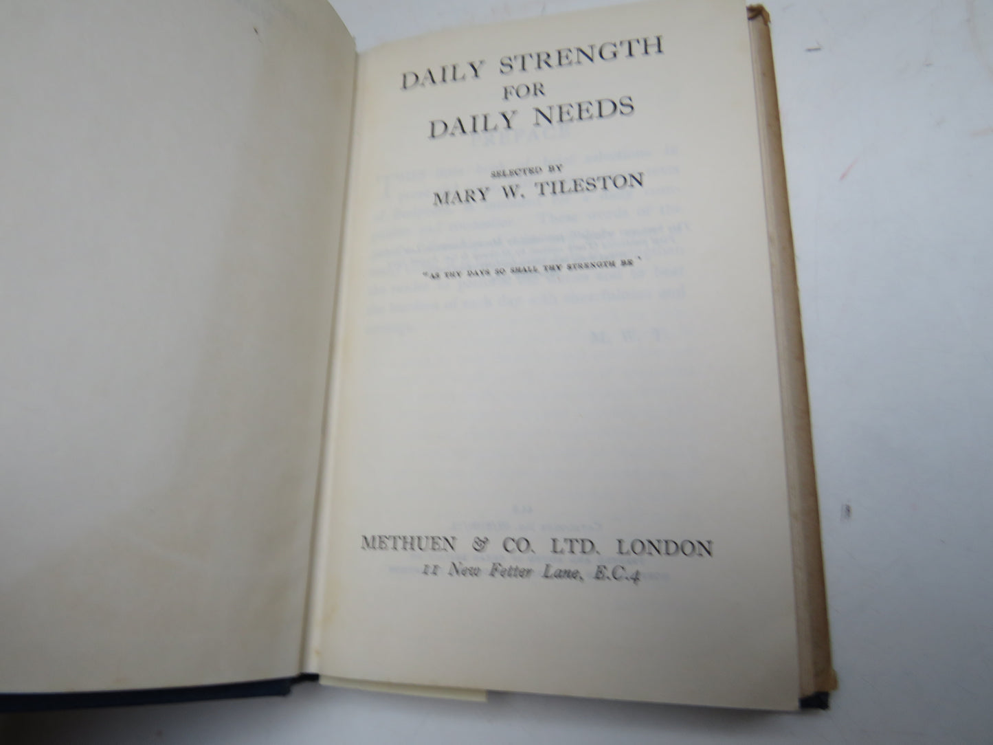 Daily Strengths For Daily Needs Selected By Mary W. Tileston 1964