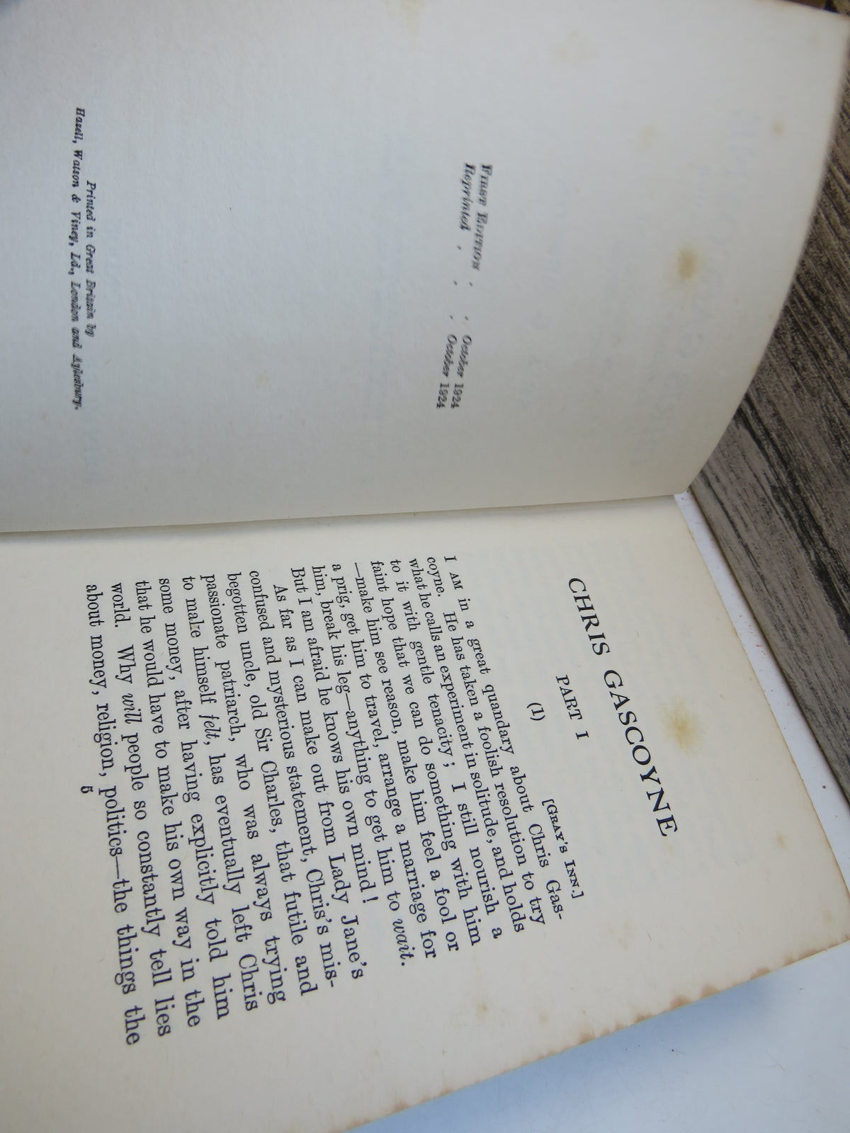 Chris Gascoyne An Experiment In Solitude From The Diaries of John Trevor By A. C. Benson 1924