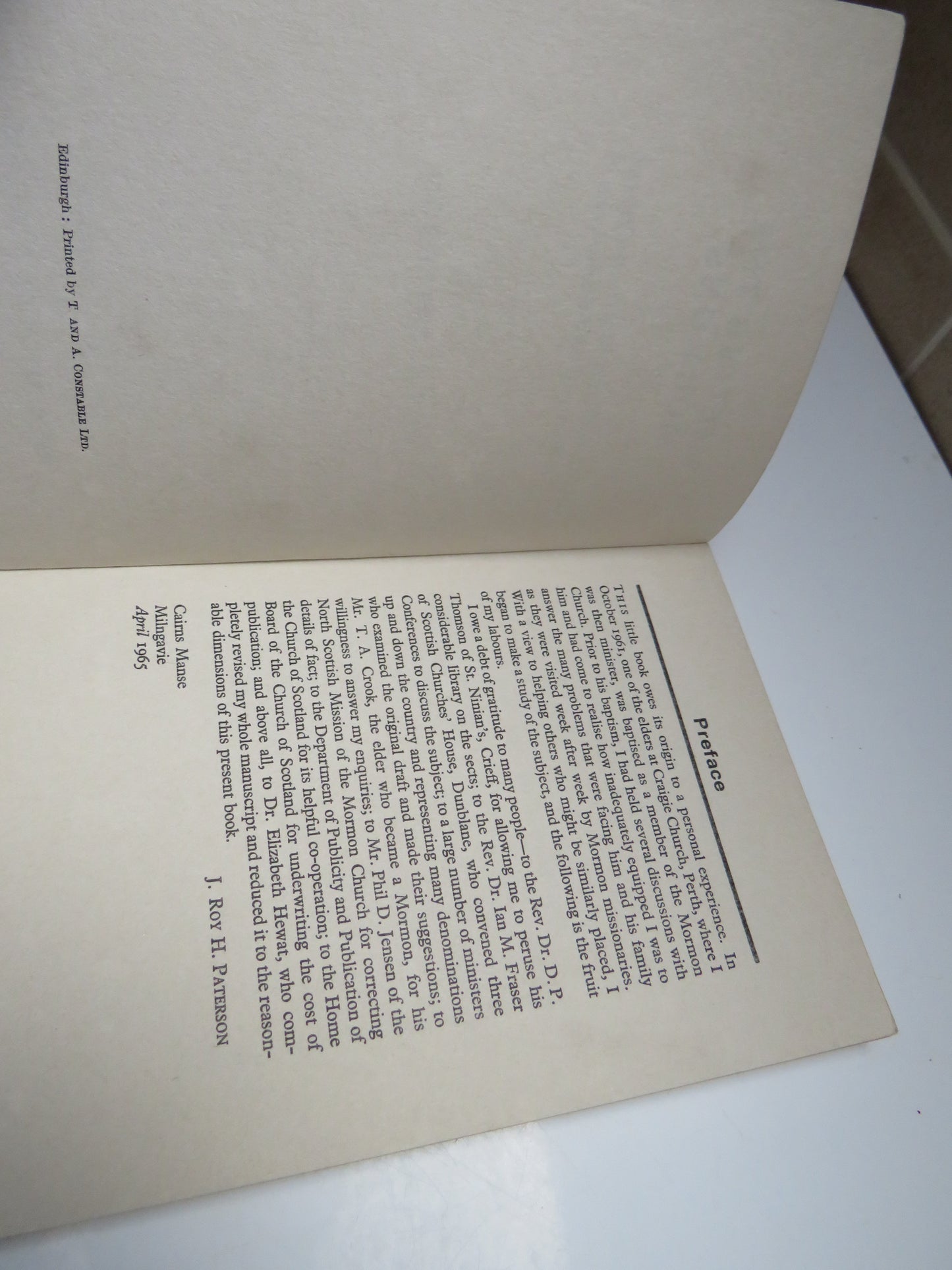 Meeting the Mormons, A Study of the Mormon Church in Scotland and elsewhere by J. Roy H. Paterson, 1965