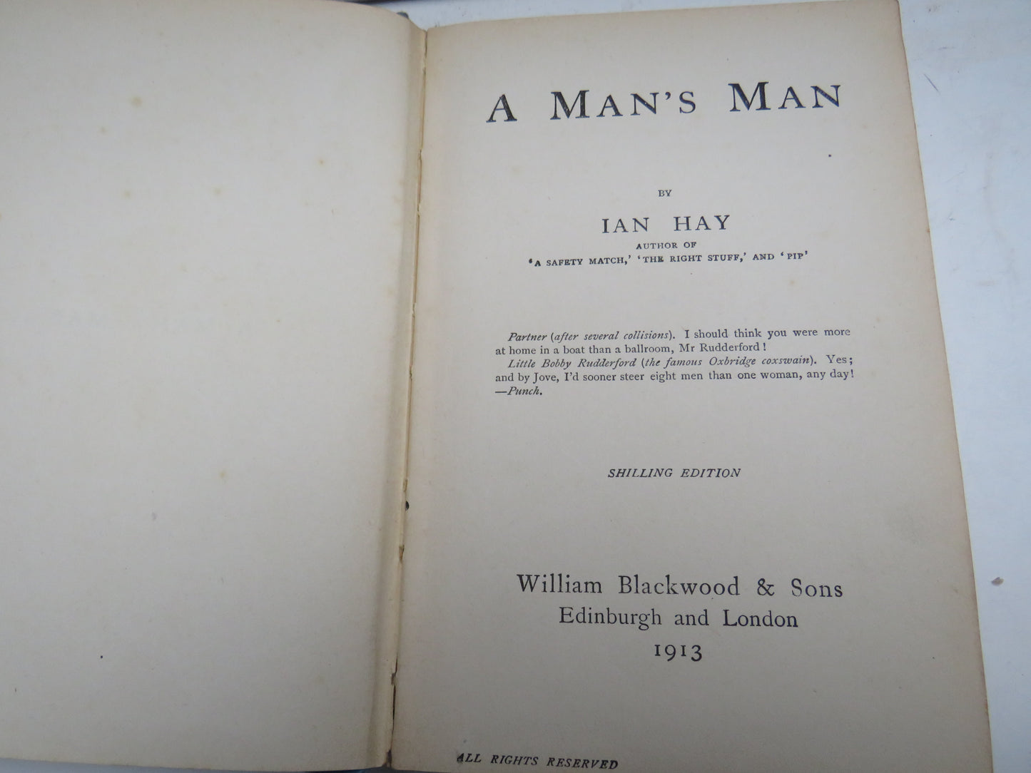 A Man's Man By Ian Hay 1913