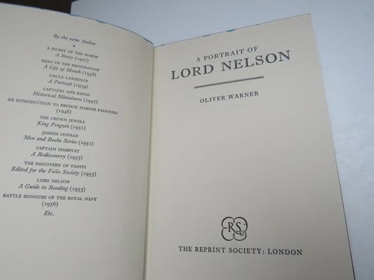 A Portrait of Lord Nelson By Oliver Warner 1958