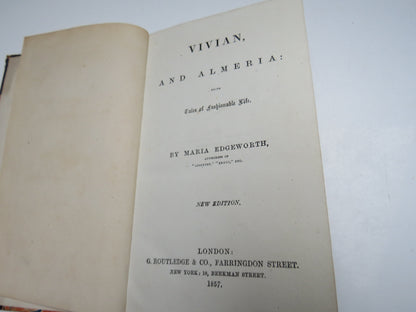 Vivian, and Almeria: Being Tales of Fashionable Life By Maria Edgeworth 1857 book image 4