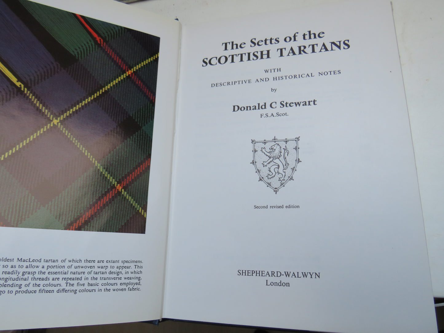 The Setts of the Scottish Tartans With Descriptive and Historical Notes By Donald C Stewart 1977