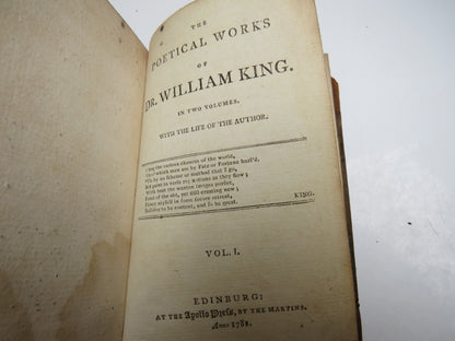 The Poetical Works of Dr. William King Vol I & II 1781 book image 7
