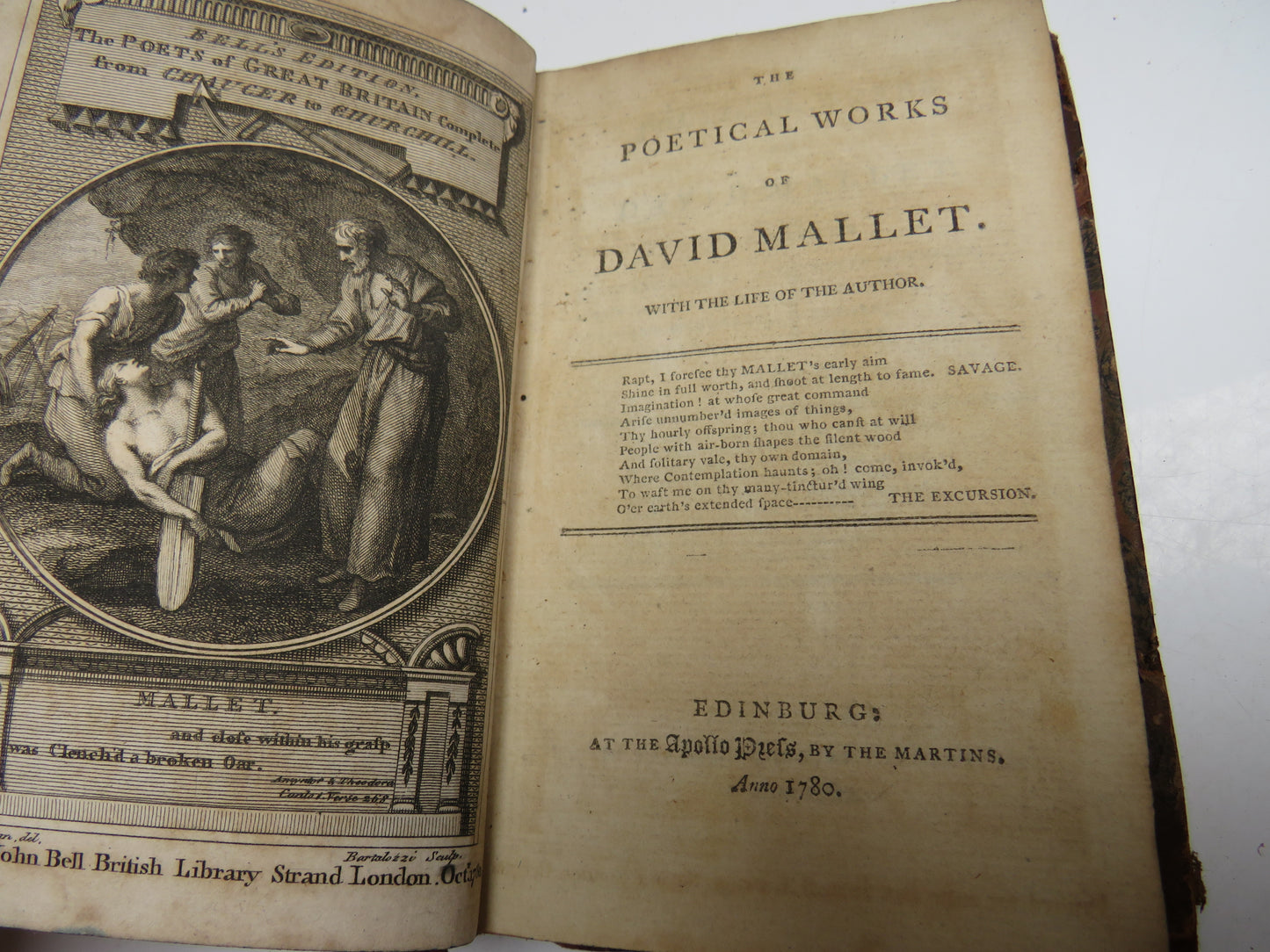 The Poetical Works of David Mallet 1780 & William Collins 1781