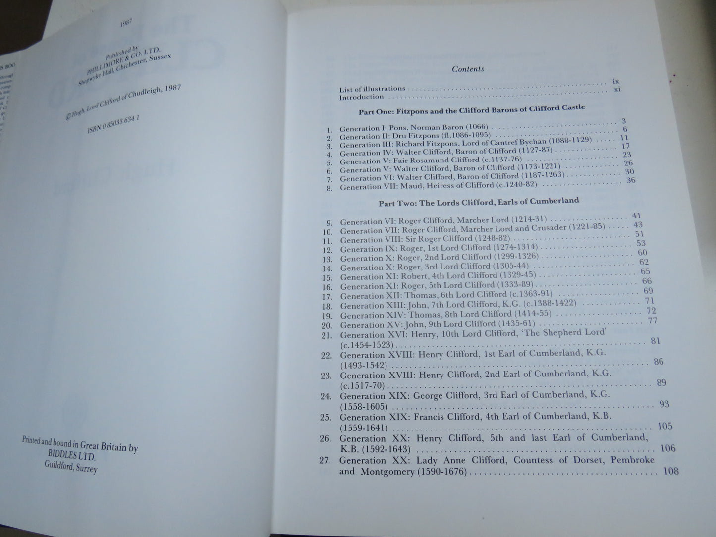 The House of Clifford From Before The Conquest By Hugh Clifford 1987