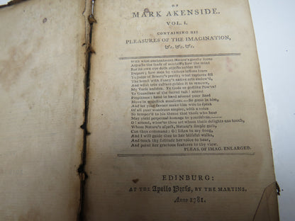 The Poetical Works of Mark Akenside Vol I & II 1781 book image 6