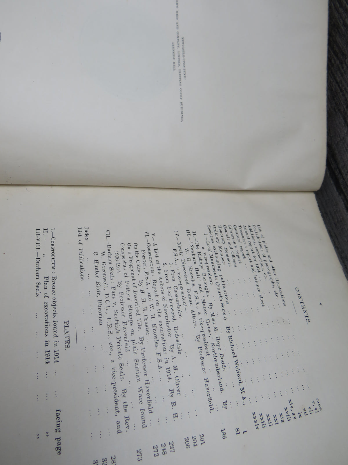 Archaeologia Aeliana: or Miscellaneous Tracts Relating To Antiquity Published By The Society of Antiquaries of Newcastle Upon Tyne and Edited By R. Blair. Third Series Volume XII 1915 book image 5