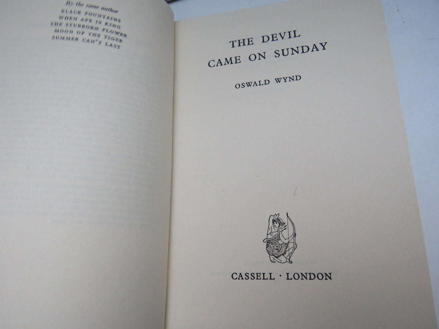 The Devil Came On Sunday By Oswald Wynd 1961 1st Edition